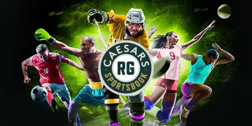 A dynamic collage of athletes from soccer, boxing, hockey, and volleyball, representing the wide variety of sports betting markets available on Caesars Sportsbook Kansas.